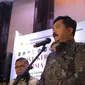 Menteri Agraria dan Tata Ruang/Kepala Badan Pertanahan Nasional (ATR/BPN) Hadi Tjahjanto, menegaskan Kementerian ATR menolak perpanjangan Hak Guna Bangunan (HGU) Hotel Sultan. Hal ini diungkap usai Rapat Kerja Nasional Performa Agraria, di Hotel Sheraton, Jakarta Selatan, Selasa (31/10/2023). (Tira/Liputan6.com)