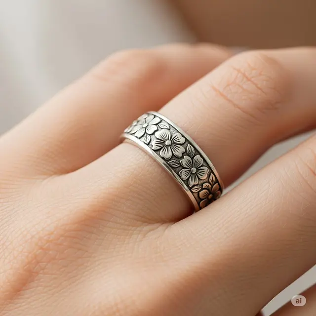 Cincin Vintage Floral 3D