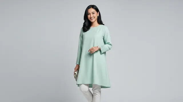 Tunik Polos dan Legging/Slim Pants