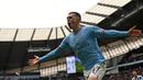 Selebrasi gelandang Manchester City, Phil Foden setelah menjebol gawang Newcastle United pada laga Liga Inggris 2022/2023 di Etihad Stadium, Manchester (4/3/2023). Phil Foden yang telah membela Manchester City sejak awal musim 2017/2018 ini kini memiliki nilai pasar 110 juta euro atau setara Rp1,8 triliun. (AFP/Paul Ellis)