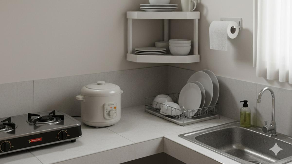 7 Ide Dapur Murah Meriah untuk Anak Kos Pasutri Dengan Rak Tempel, Budget Aman Dapur Rapi