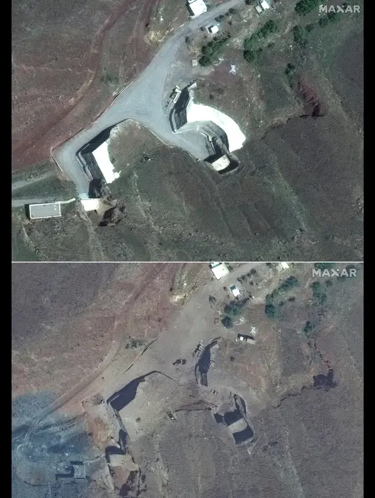 Serangan terbaru Israel diklaim menargetkan tempat penyimpanan rudal dan infrastruktur peluncuran rudal Teheran. (Foto oleh Citra satelit ©2025 Maxar Technologies/AFP)