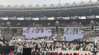 Presiden Jokowi menyampaikan pidato pada acara temu relawan bertajuk Nusantara Bersatu di Stadion GBK, Senayan, Jakarta, Sabtu (26/11/2022). (Liputan6.com/Winda Nelfira)