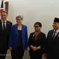 Menhan Prabowo Subianto dan Menlu Retno Marsudi menghadiri pertemuan 2+2 Indonesia-Australia di Canberra, Kamis (9/2/2023). Dalam kesempatan itu, Prabowo menegaskan kesungguhan Indonesia menjadi jangkar perdamaian dan kemakmuran di kawasan. (Foto: Tim Media Prabowo Subianto)