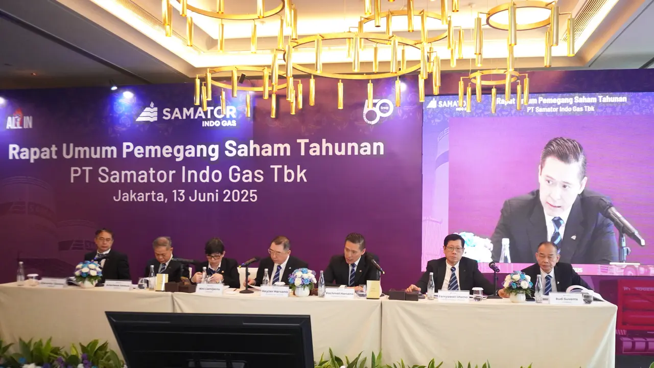 Rapat Umum Pemegang Saham Tahunan (RUPST) Tahun Buku 2024 PT Samator Indo Gas Tbk di Raffles Hotel, Jakarta. (Dok AGII)