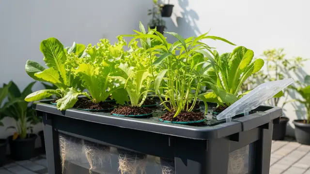Ide Kebun Sayur di Pekarangan Kecil Memakai Media Tanam Sekam Bakar. AI