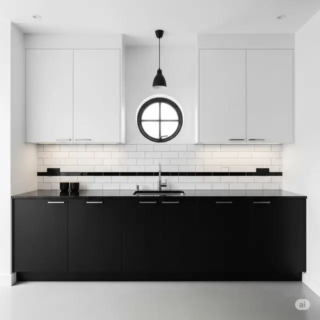 Dapur Monokrom Hitam-Putih