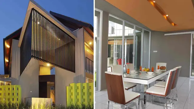 Desain Rumah Modern dengan Permainan Warna Orange dan Hijau
