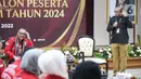 Ketua Komisi Pemilihan Umum (KPU), Hasyim Asy'ari memberi sambutan saat menerima pendaftaran Partai Solidaritas Indonesia (PSI) sebagai Partai Politik Calon Peserta Pemilu 2024 di Gedung KPU, Jakarta, Rabu (10/8/2022). Sejauh ini, 18 partai politik telah mendaftar ke KPU RI sejak hari pertama pendaftaran dibuka yaitu Senin, 1 Agustus 2022. (Liputan6.com/Faizal Fanani)