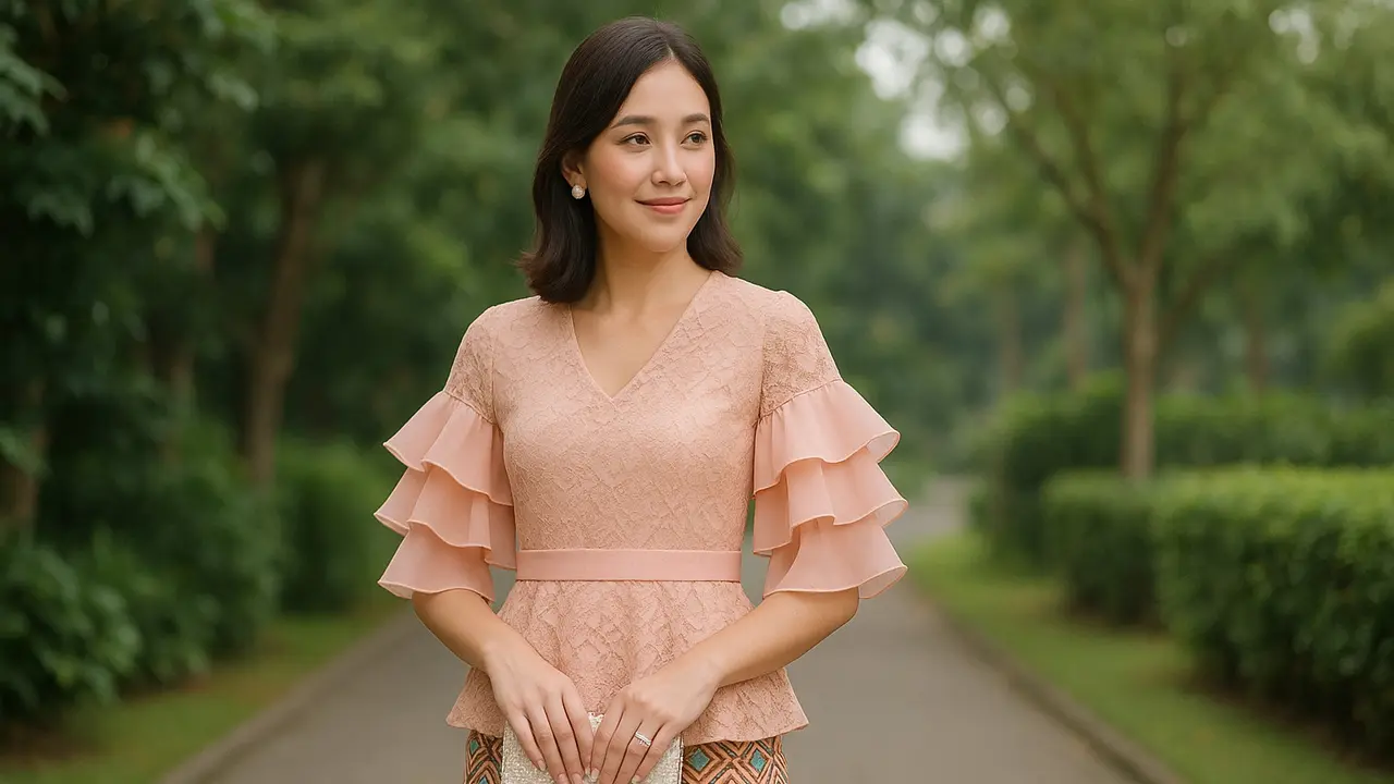 7 Ide Padu Padan Batik Brokat Kombinasi Lengan Tiga Lapis Agar Terlihat Mewah, Elegan dan Tidak Membosankan