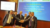 PT Pertamina (Persero) dan PT Bukit Asam Tbk resmi menjalin kerja sama dengan Air Products and Chemicals Inc. Dok Kementerian BUMN.