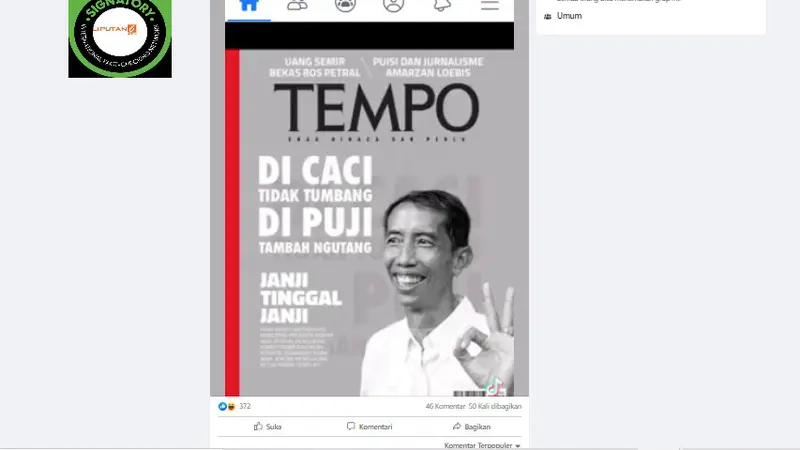 Cek Fakta Liputan6.com menelusuri klaim sampul majalah Tempo