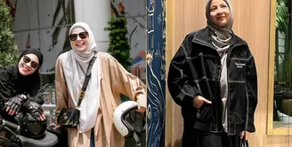 Lihat di sini beberapa potret padu padan outfit hijab santun ala Natasha Rizky.