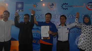 Sejumlah generasi muda Partai Amanat Nasional (PAN) mendeklarasikan dukungan untuk Hatta Rajasa menjadi Ketua Umum periode 2015-2020,  Jakarta, sabtu (14/2/2015). (Liputan6.com/Herman Zakharia)