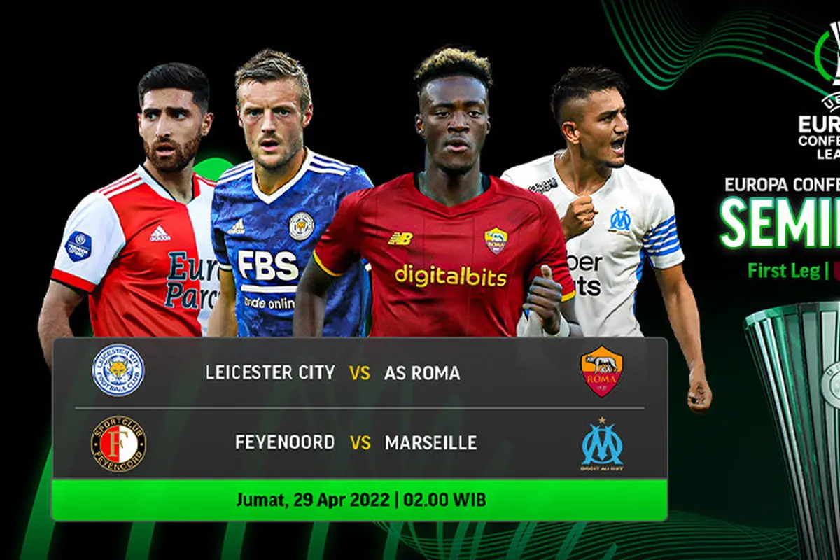 Link Live Streaming Semifinal Leg 1 Liga Konferensi Eropa Malam ini di Vidio : Roma Vs Leicester City