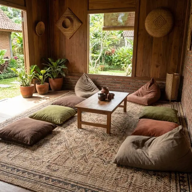Ruang Tamu Rumah Kampung Tanpa Sekat
