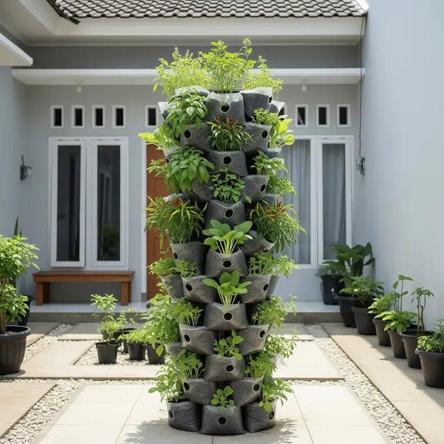 9 Desain Kebun Sayur Vertikal dari Kantong Kresek, Solusi Mandiri Pangan di Lahan Sempit