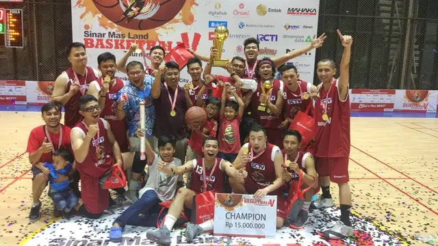 Tim basket EMTEK berhasil menjadi juara Sinar Mas Land Basketball Tournament (SMLBT) 2017