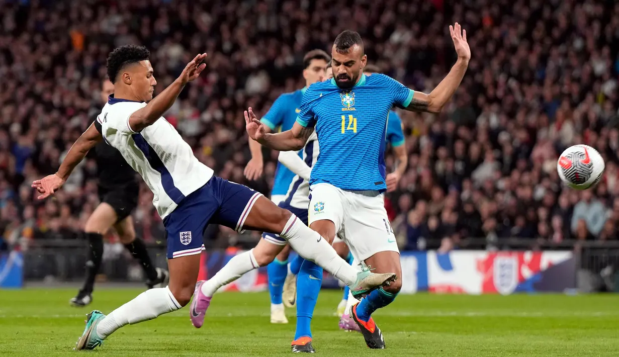 Bermain di Stadion Wembley, Brasil sukses mempermalukan Inggris dengan skor 1-0. (AP Photo/Alastair Grant)