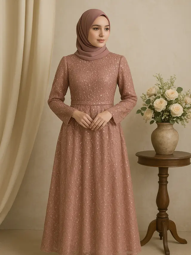 Model Gamis Modern Brokat yang Bikin Tampilan Lebih Berkelas