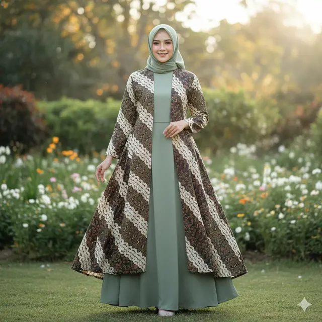 12 Model Outer Batik Panjang dengan Dress Polos untuk Kondangan Outdoor 2025, Elegan dan Nyaman Dipakai