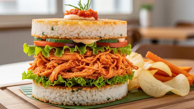 Resep Burger Nasi Isi Ayam Suwir