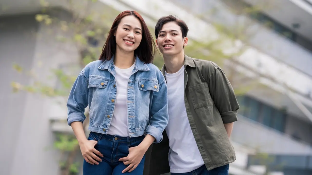couple bahagia kencan romantis
