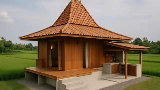 Model Rumah Joglo Minimalis Tepi Sawah