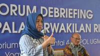 Dubes RI untuk Spanyol, Yuli Mumpuni, di Forum Debriefing yang bertajuk Membangun Kerangka Kemitraan Pembangunan Melalui Pengembangan Kerja Sama Bilateral, Regional dan Multilateral. (Foto: Dok. UGM)