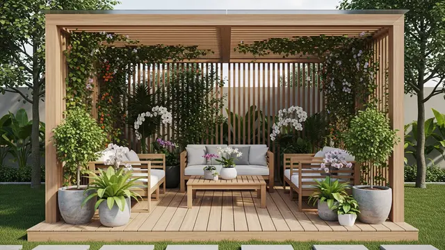 Desain Pergola Belakang Rumah Agar Terasa Lebih Sejuk sebagai Inspirasi Gaya Minimalis hingga Tropis Model Dek Kayu