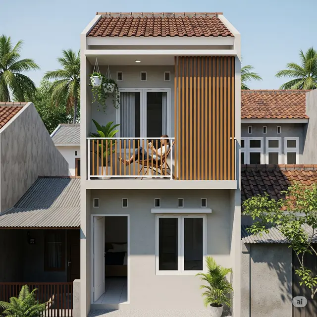 Rumah dengan Balkon Kecil