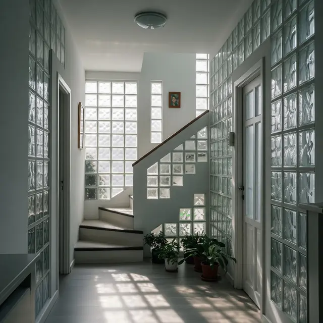 Rumah Sederhana dengan Banyak Glass Block agar Lebih Terang (Image by Gemini AI)