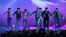 Artis K-pop lainnya yang pernah mendapatkan penghargaan di ajang ini adalah PSY. Ia mendapatkan penghargaan sebagai Top Streaming Song untuk Gangnam Style pada 2013. (AFP/Ethan Miller/GETTY IMAGES NORTH AMERICA)
