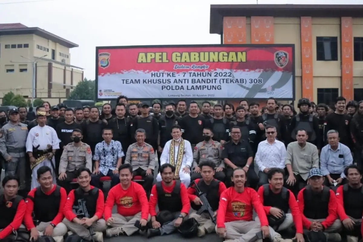 Apel gabungan HUT ke 7 Tekab 308 Polda Lampung