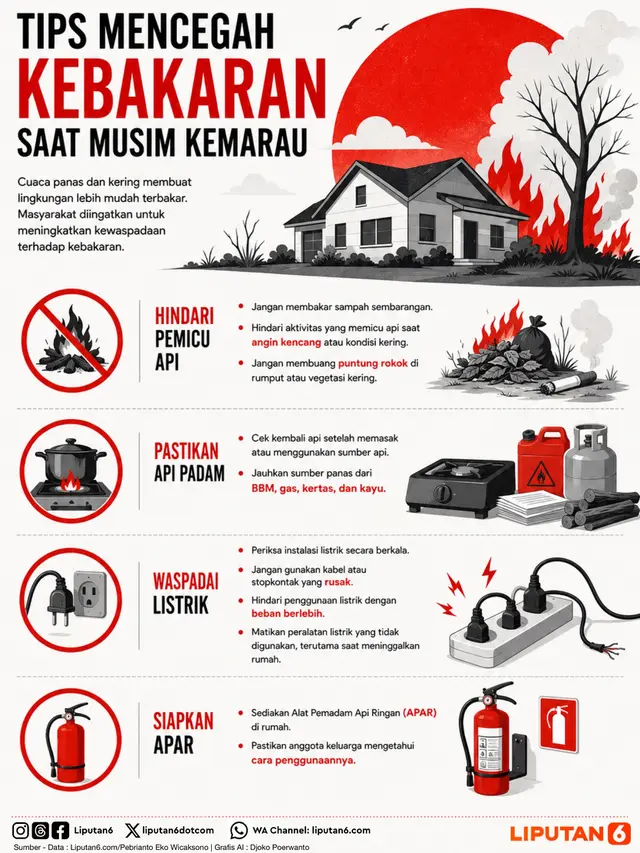 Infografis: Tips Mencegah Kebakaran Saat Musim Kemarau.