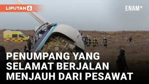 VIDEO: Penumpang yang Selamat Berjalan Menjauh dari Pesawat Azerbaijan yang Jatuh di Kazakhstan