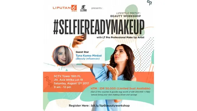 Ingin foto sosial media cantik sempurna? Yuk ikuti kelas #SELFIEREADY beauty workshop yang akan digelar Liputan6.com dan LT Pro. 
