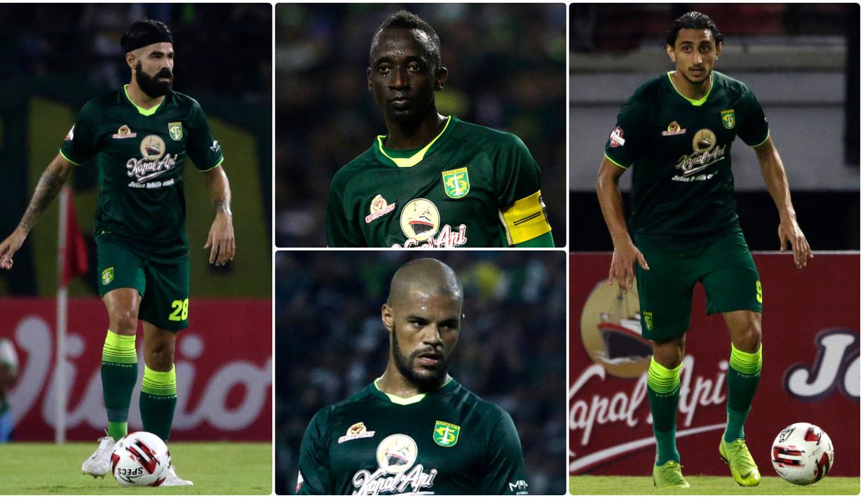 Persebaya Surabaya memilik empat pemain asing yang diharapkan mampu membawa skuat Bajul ijo tampil lebih kompetitif dalam mengarungi laga Shopee Liga 1 2020. Berikut empat pemain asing milik Persebaya di awal kompetisi musim 2020. (Kolase foto Bola.com)