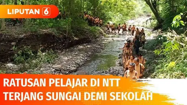 Jembatan di Dusun Kangarusa, NTT putus akibat diterjang banjir. Kondisi ini menyebabkan ratusan pelajar SMPN 1 Paga satu per satu menyeberangi sungai demi mengikuti kegiatan belajar mengajar. Warga berharap Pemda segera mengatasi persoalan ini.