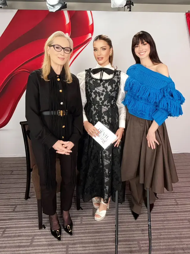 Meryl Streep, Tasya Farasya, dan Anne Hathaway. (Foto: Dok. Disney Indonesia)