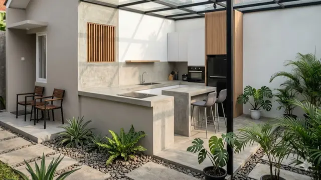 Dapur Semi-Terbuka dengan Kanopi