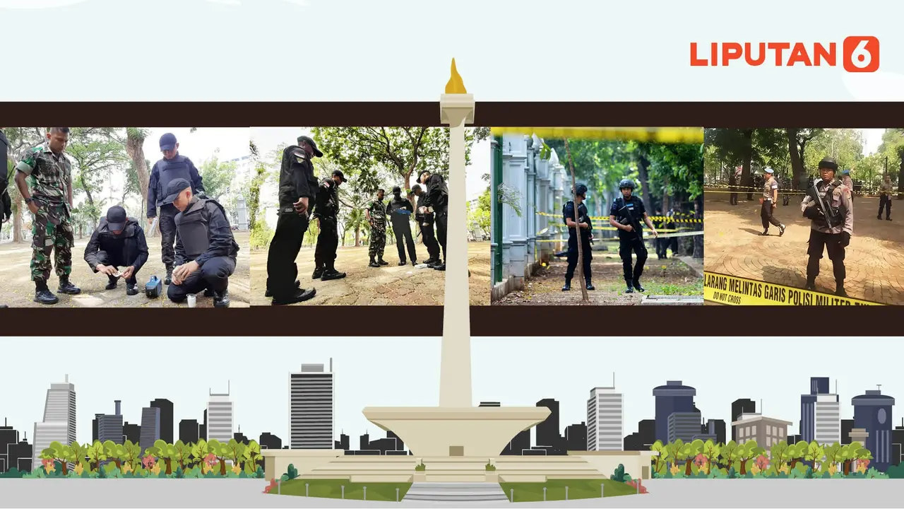 Banner Infografis Ledakan Granat Asap di Monas