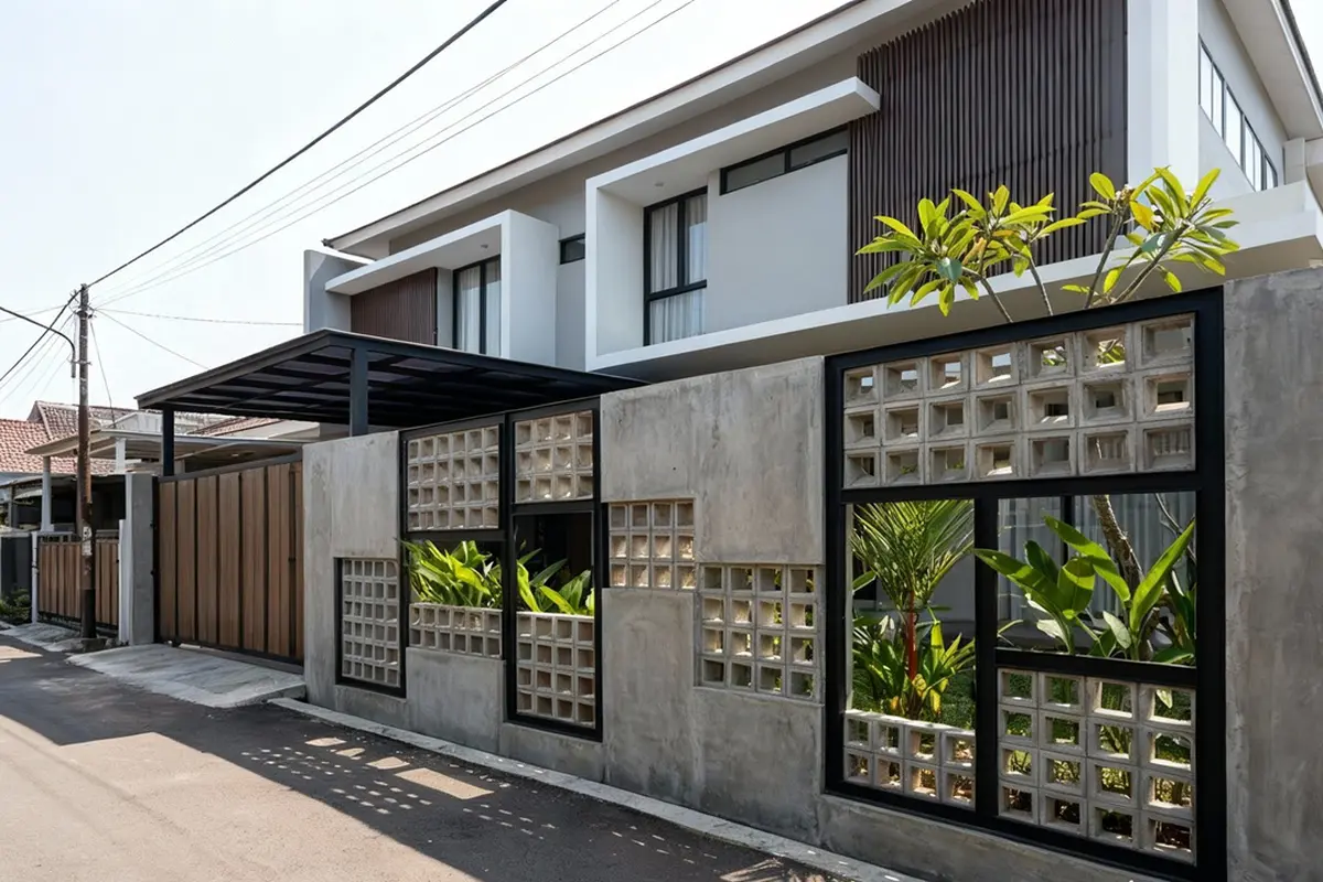 Model Pagar Rumah Beton Roster Berlubang Estetik Sirkulasi Udara