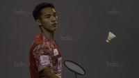 Pebulutangkis tunggal putra Indonesia, Jonatan Christie, saat berlatih di Pelatnas PBSI Cipayung, Jakarta, Jumat (14/7/2017). Jonatan Christie akan turun di SEA Games 2017 Malaysia. (Bola.com/Vitalis Yogi Trisna)
