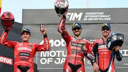 Finis kedua di belakang Francesco Bagnaia sudah cukup bagi Marc Marquez untuk jadi juara dunia MotoGP 2025. (Toshifumi KITAMURA/AFP)
