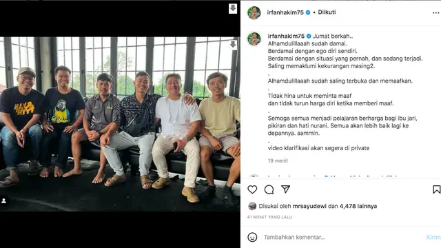 Bertemu Langsung, Tanboy Kun dan Irfan Hakim Sudah Berdamai. (instagram.com/irfanhakim75)