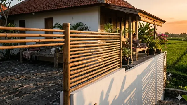 Ide Pagar Bambu Alami yang Bikin Rumah Terlihat Hangat. AI