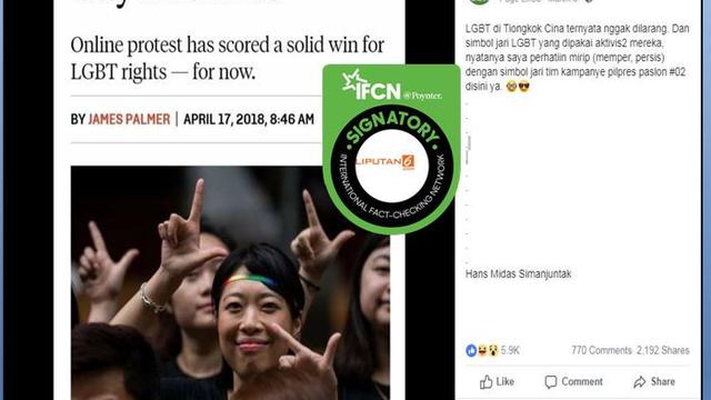 [Cek Fakta] Simbol Jari Prabowo-Sandi Tanda Dukung Gay?