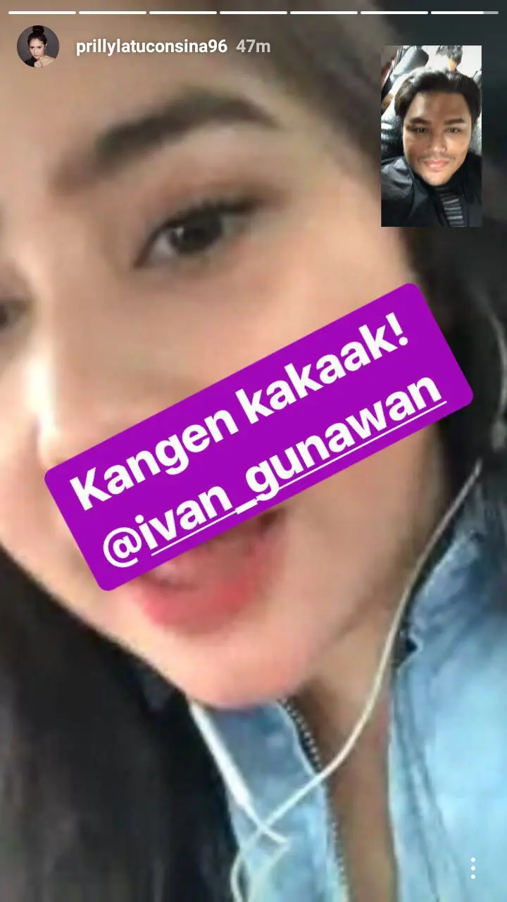 Prilly Latuconsina dan Ivan Gunawan melakukan panggilan video.