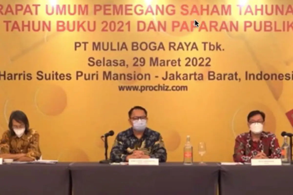 Paparan publik PT Mulia Boga Raya Tbk (KEJU), Selasa (29/3/2022) (Foto: tangkapan layar/Pipit I.R)